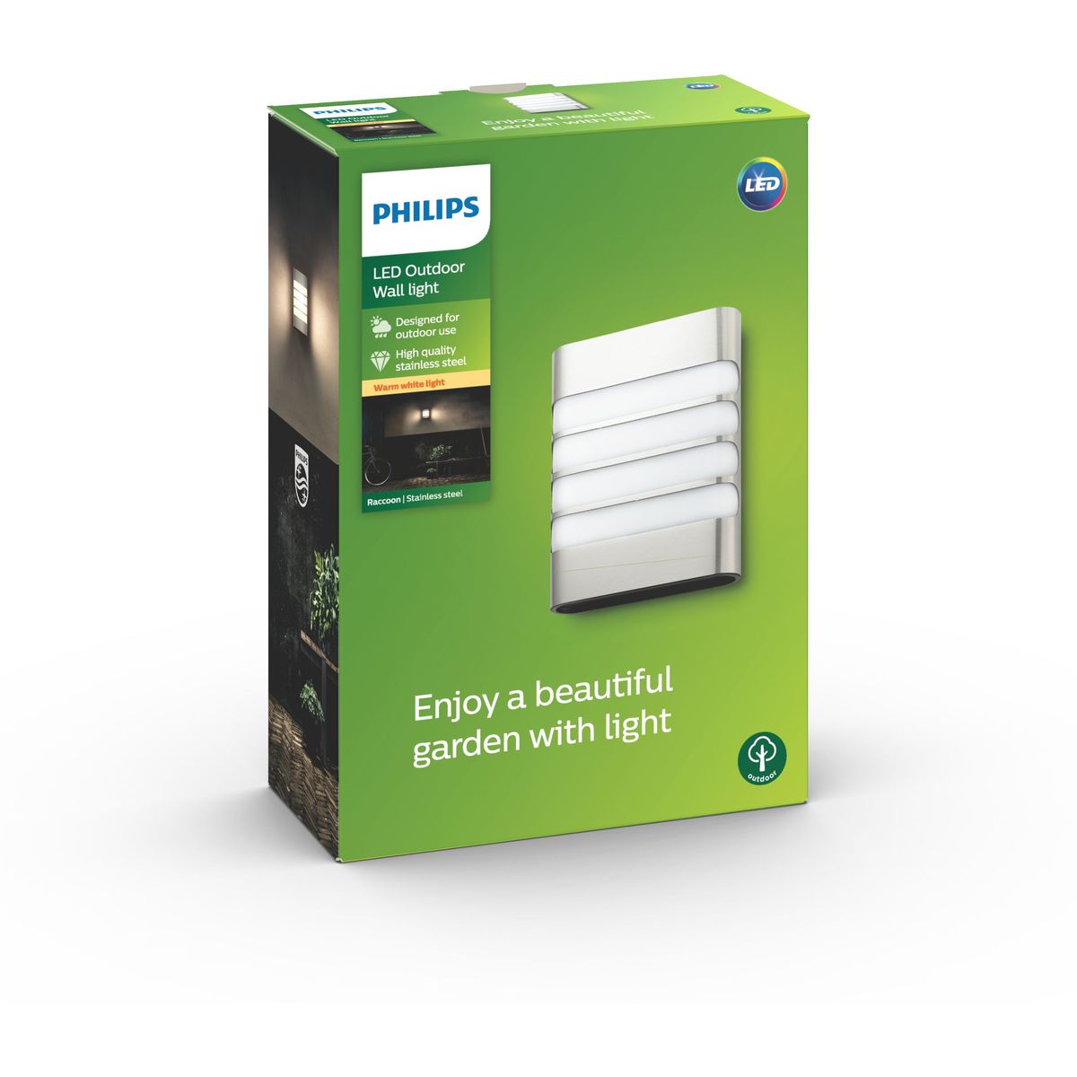 Philips - Raccoon wandlantaarn RVS 1x3W