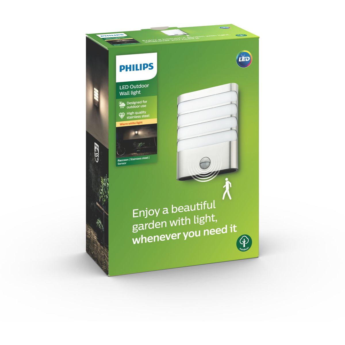 Philips - Raccoon IR wandlantaarn RVS 1x3W