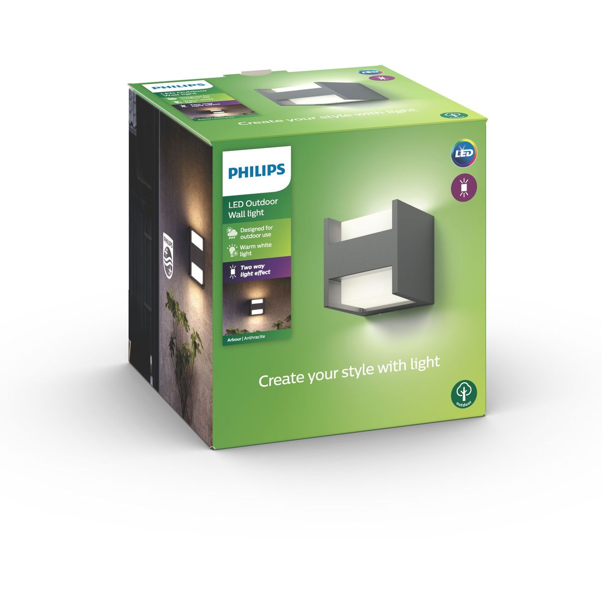 Philips - Arbor wandlantaarn antraciet 2x4,5W