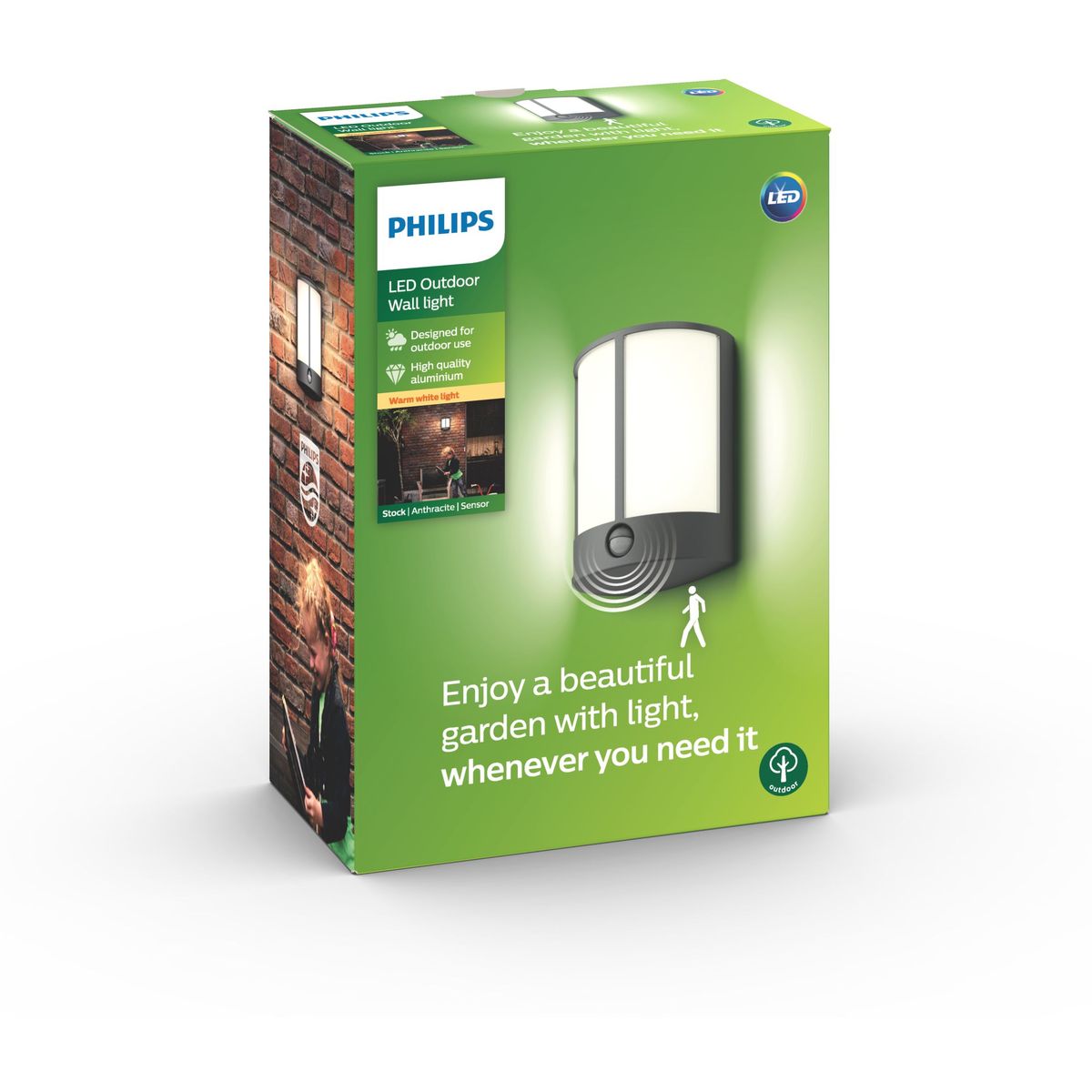 Philips - Stock IR wandlantaarn antraciet 1x6W