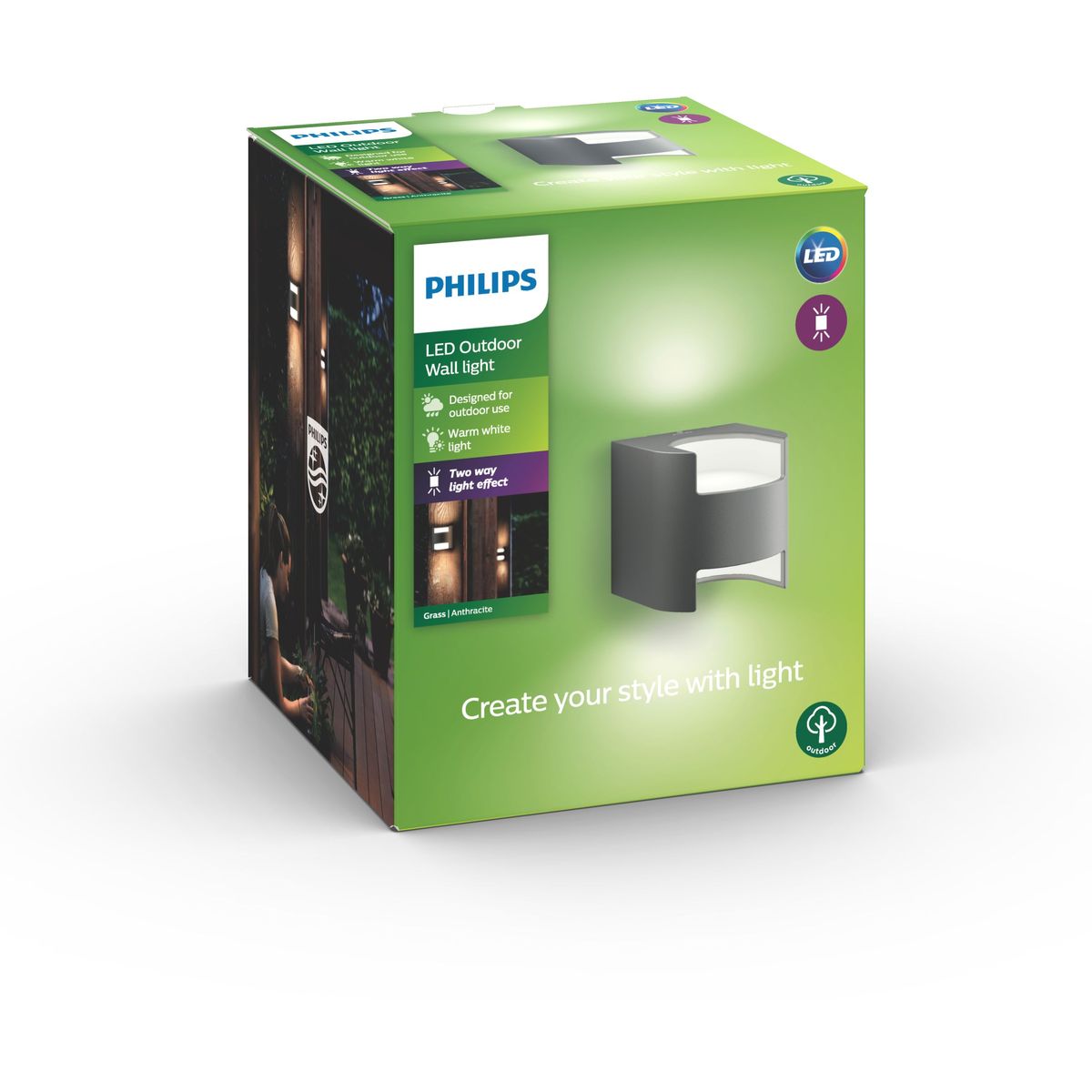 Philips - Graswandlantaarn antraciet 2x4,5W SEL