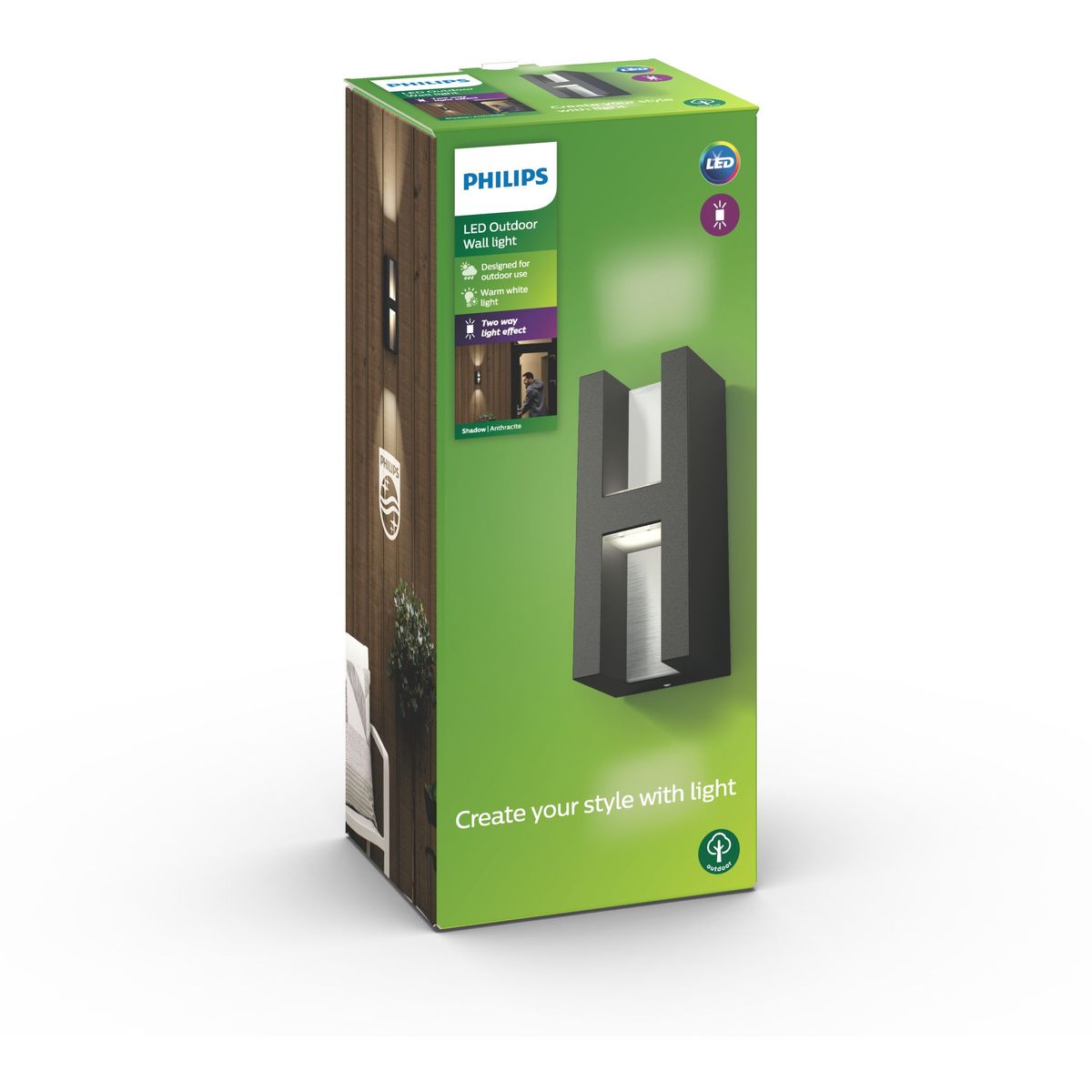 Philips - Shadow wandlantaarn antraciet 2x4,5W