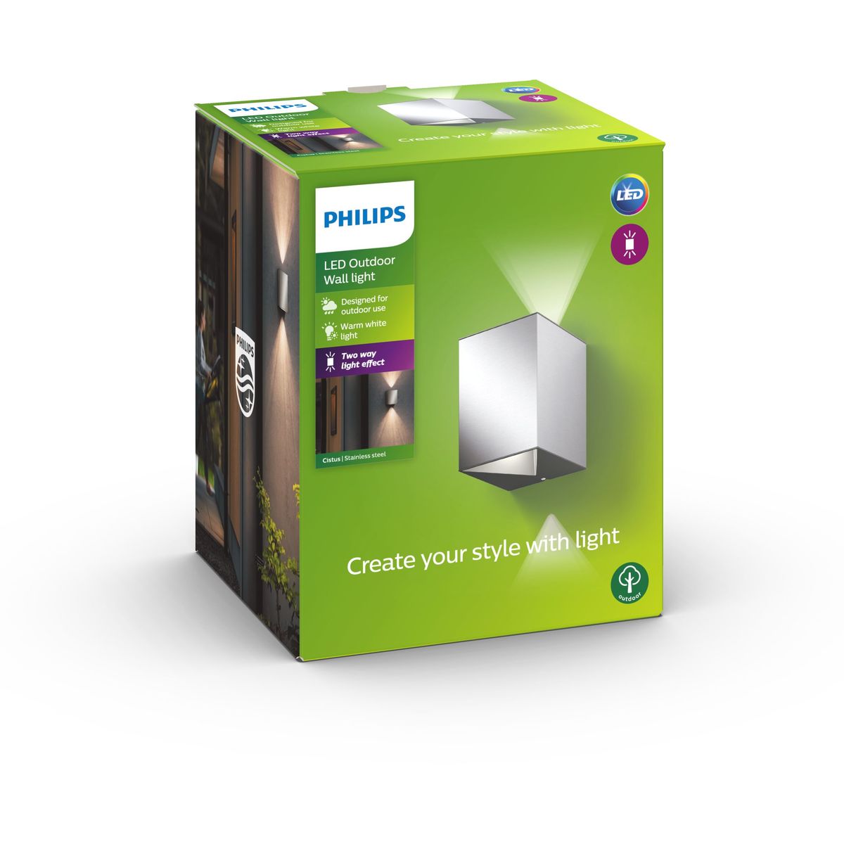 Philips - Cistus wall lantern inox 2x4.5W SELV