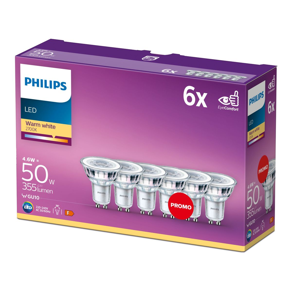 Philips - LEDClassic 50W GU10 WW 36D ND 6CT/4