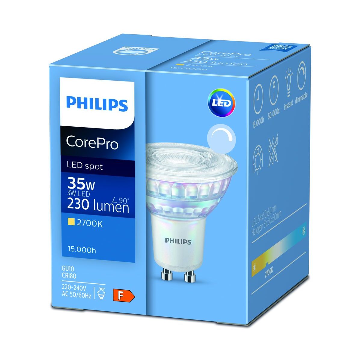 Philips - CorePro LEDspot 4-35W GU10 827 36D DIM