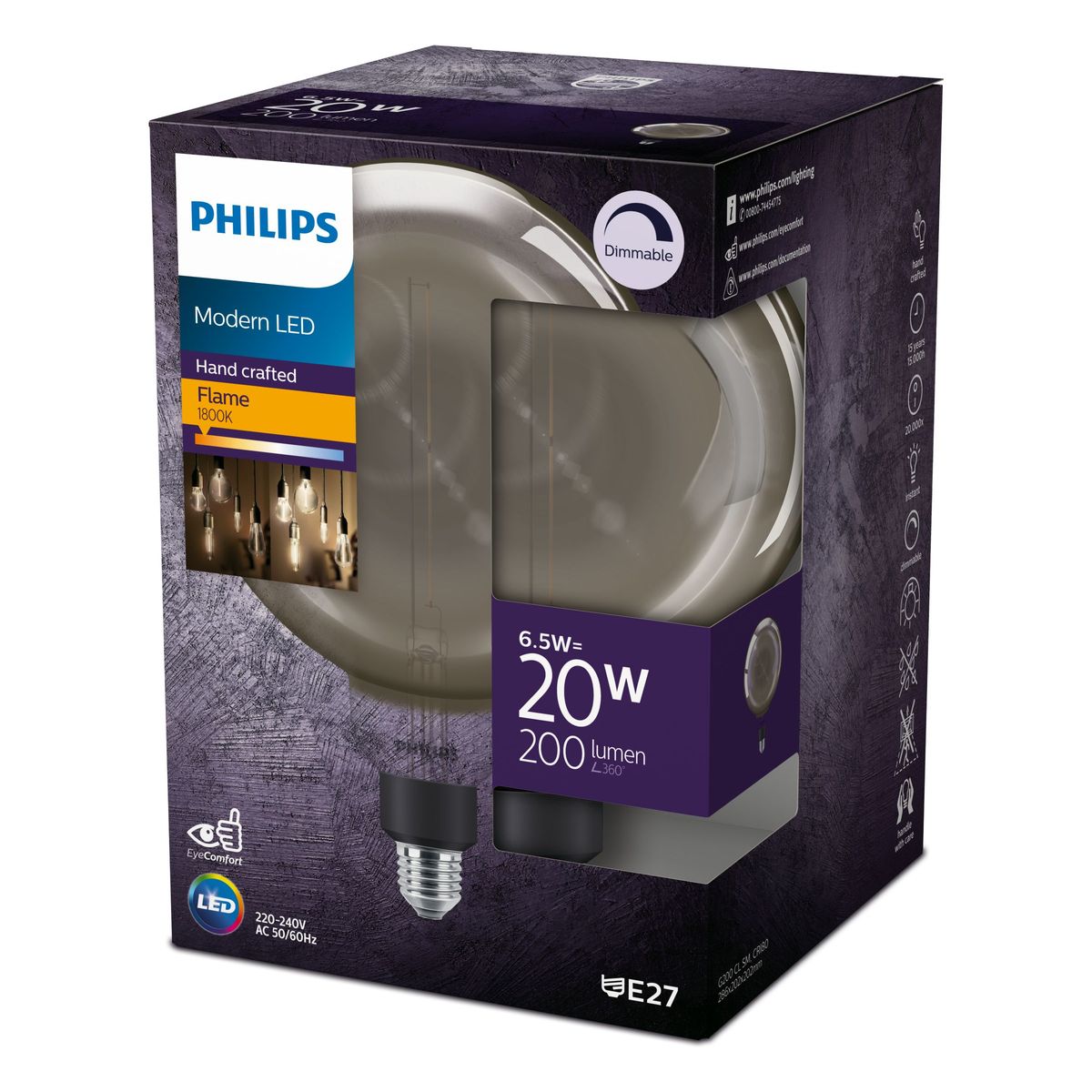Philips - LED giant 20W E27 G200 1800K smoky D