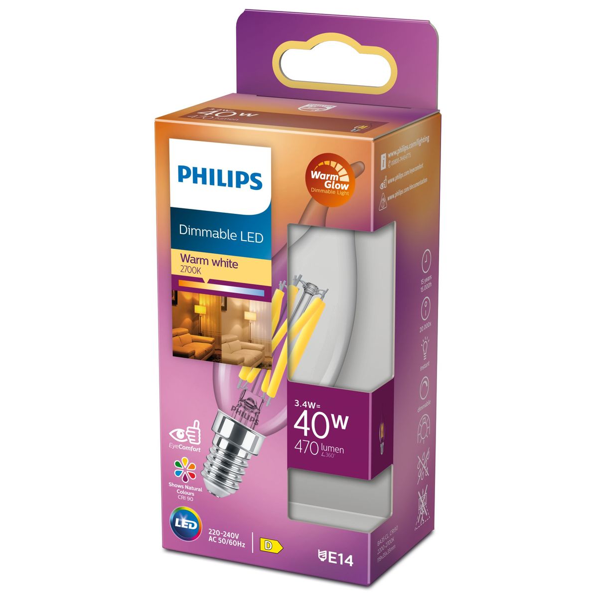 Philips - LED classic 40W BA35 E14 CL WGD90 SRT4