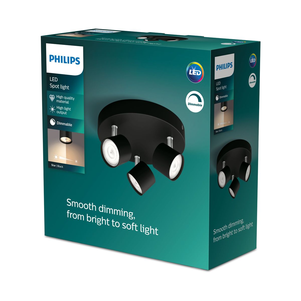 Philips - STAR plate/spiral black 3x4.5W SELV Dim