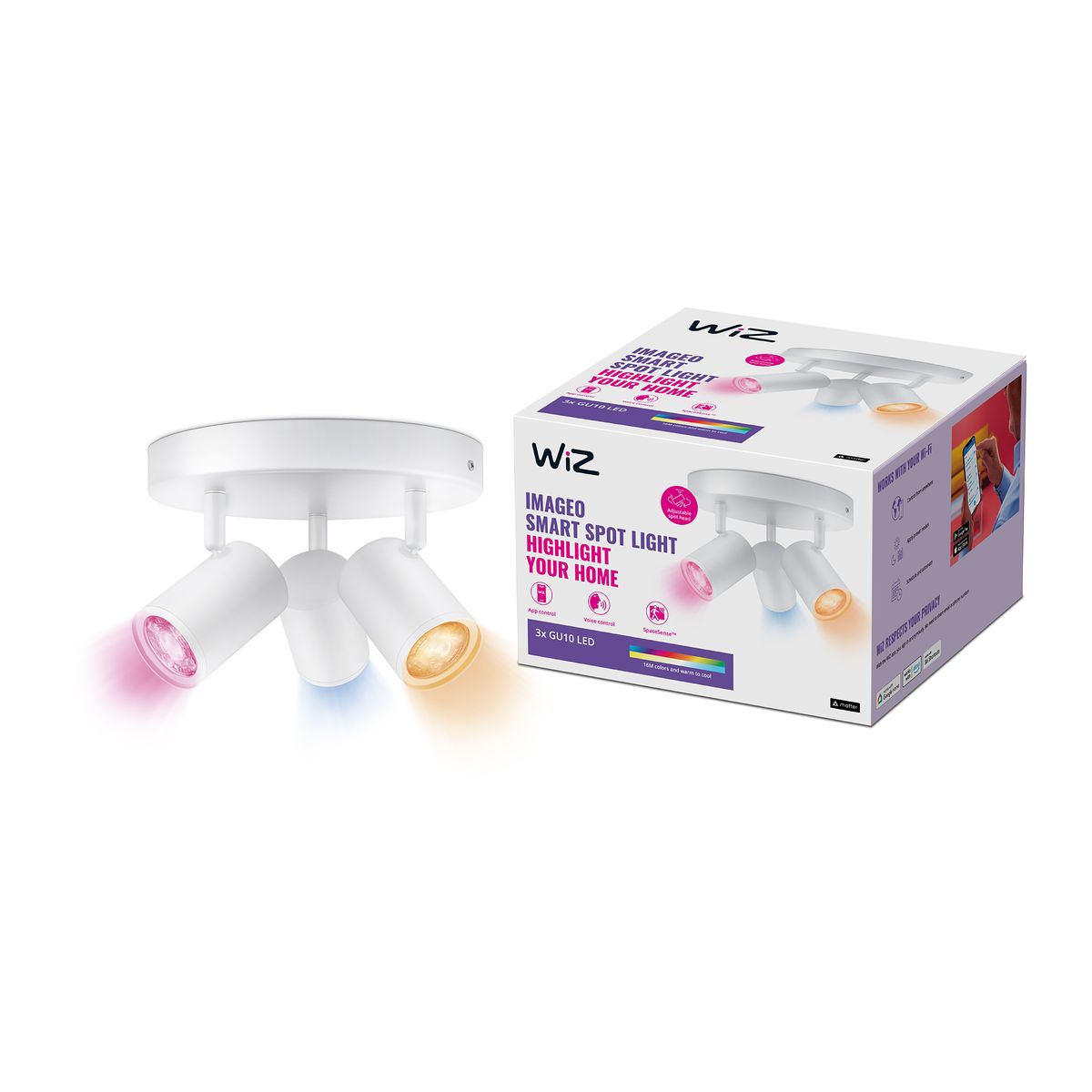 Philips - IMAGEO WiZ-spots 3x5W W 22-65K RGB RD