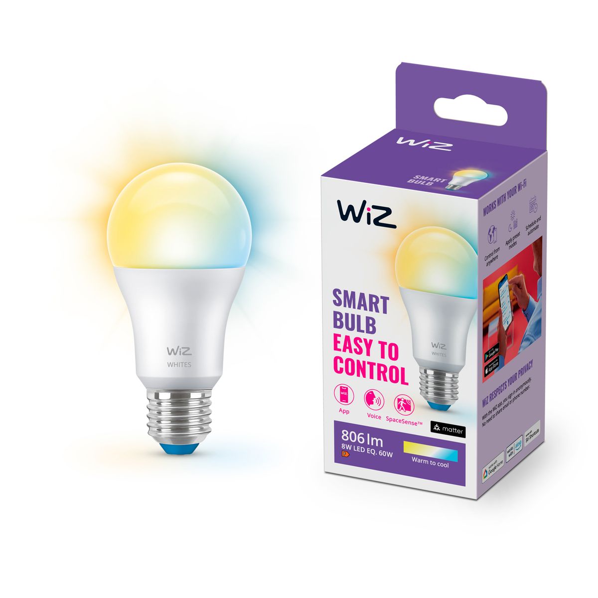 Philips - Wi-Fi BLE 60W A60 E27 827-65 TW 1PF/6