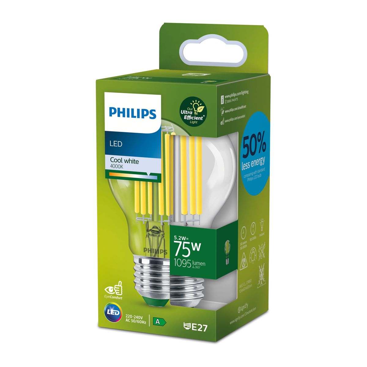 Philips - LED CLA 75W A60 E27 4000K CL UE SRT4