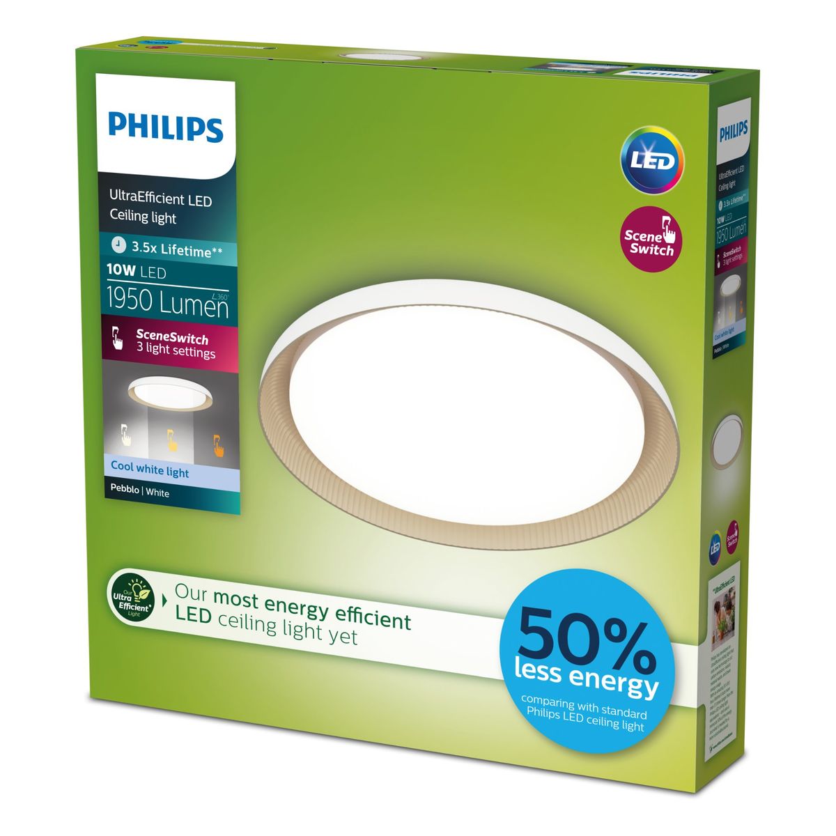 Philips - Pebblo UE Ceiling SS W 10W 40K