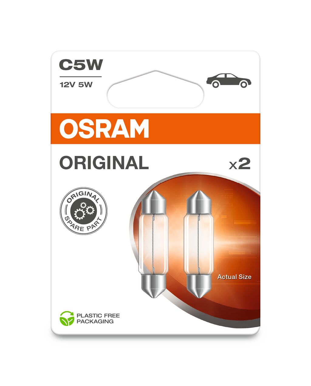 OSRAM ORIGINELE FESTOON - 5W - 12V - 36mm Extra gloeilamp - 2-PACK