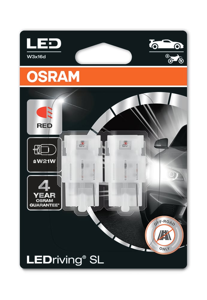 LEDriving® LEDlampa SL W21W | T20 | Röd