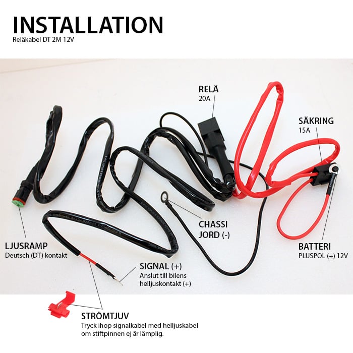 Relaiskabelset 3 stuks Extra licht 12V|DT 60A