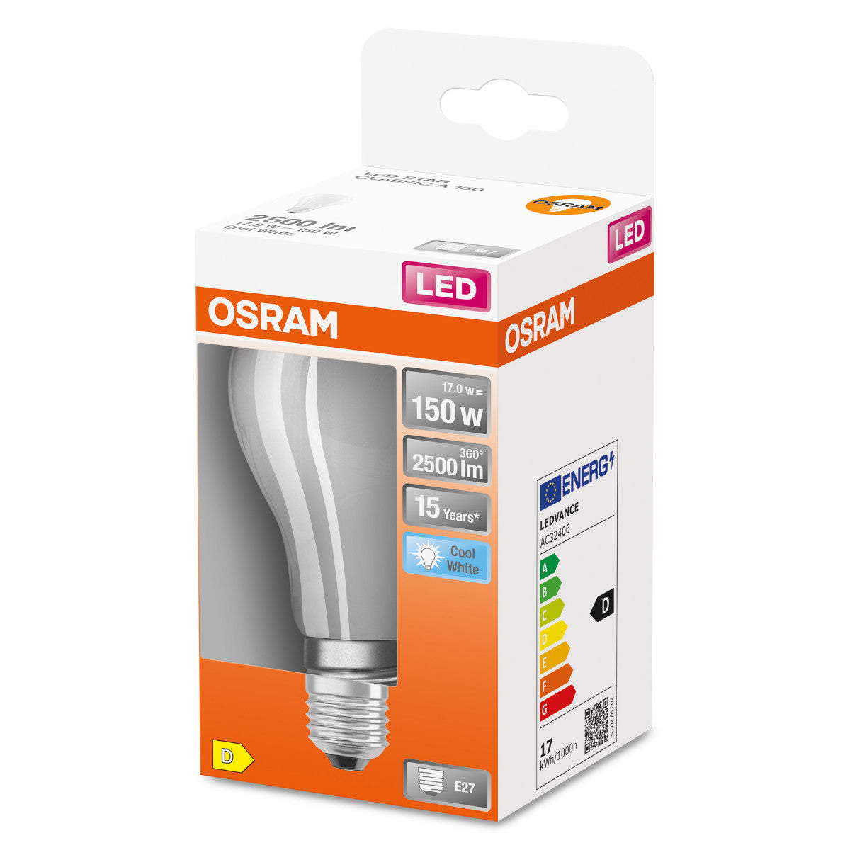 OSRAM LED-LAMPA RUND MATT (150) E27 KALLVIT