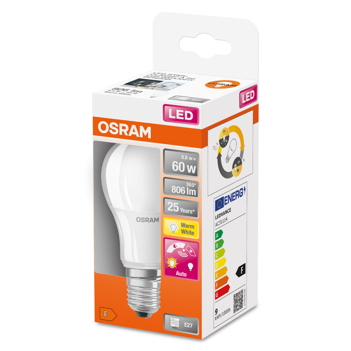 OSRAM LED-LAMPA RUND MATT (60) E27 SENSOR