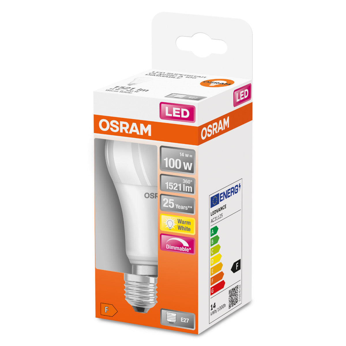 OSRAM LED-LAMPA RUND MATT (100) E27 DIM VARMVIT