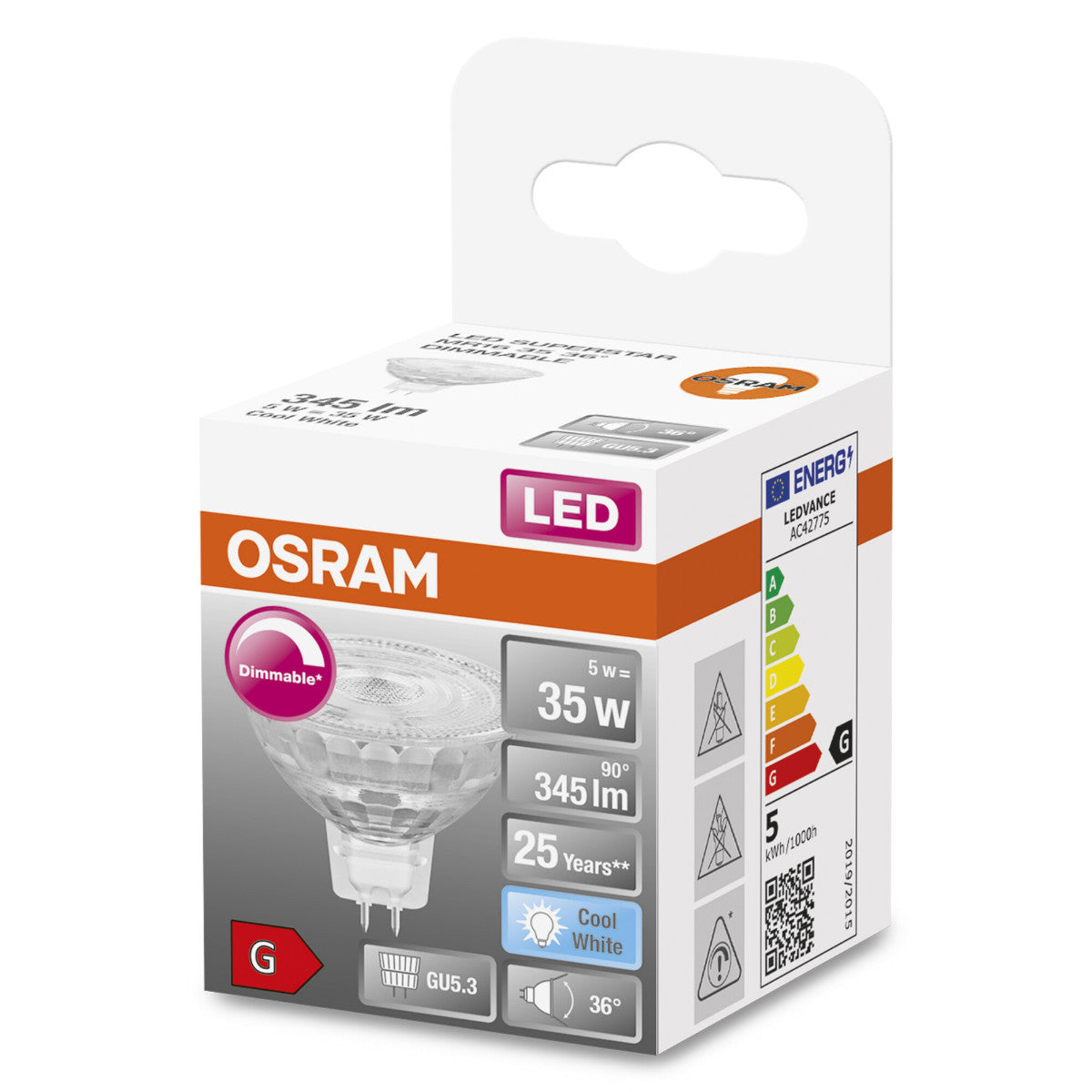 OSRAM LED-LAMPA REFLEKTOR MATT (35) GU5.3 DIM VARMVIT