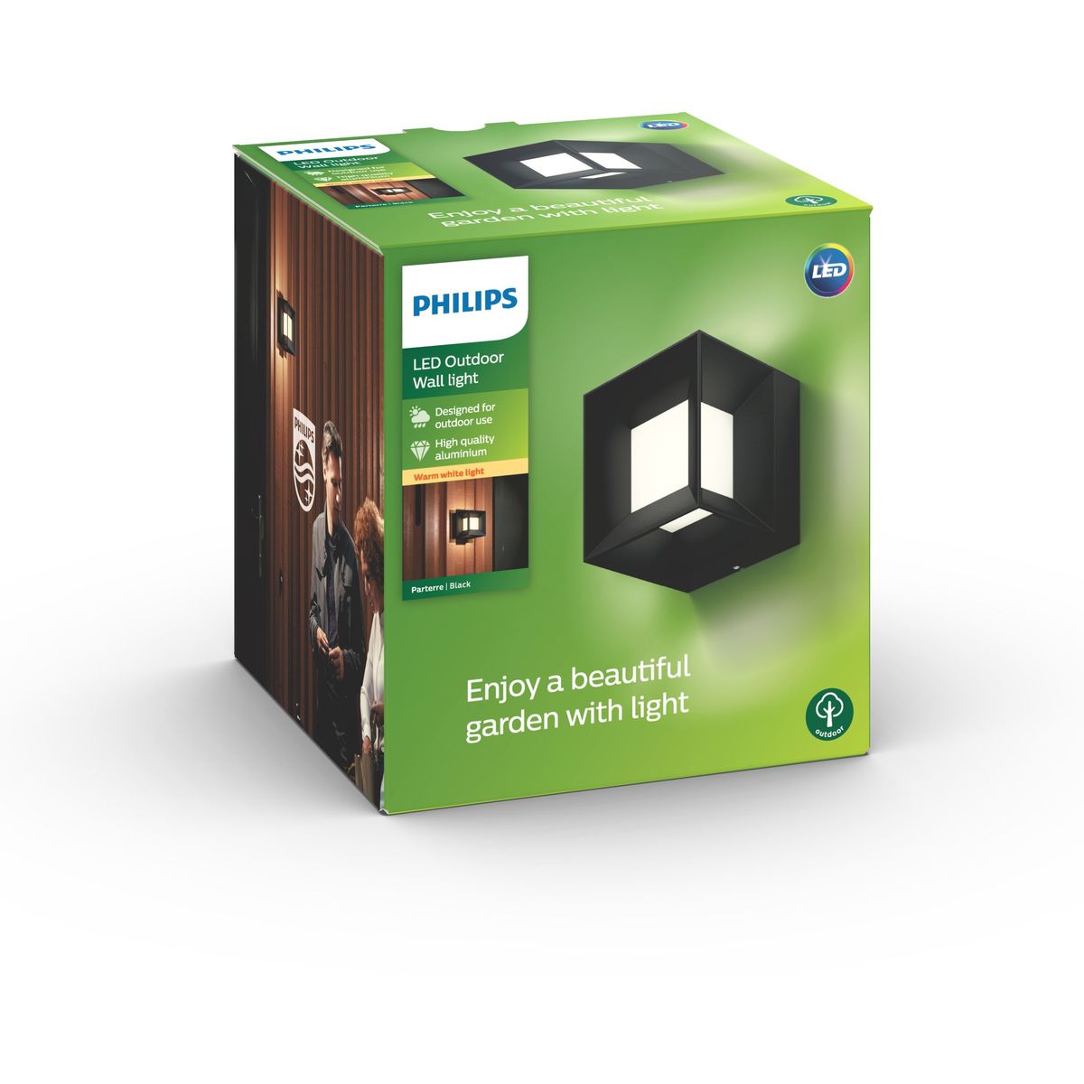 Philips - Parterre wandlantaarn zwart 1x8W 230V