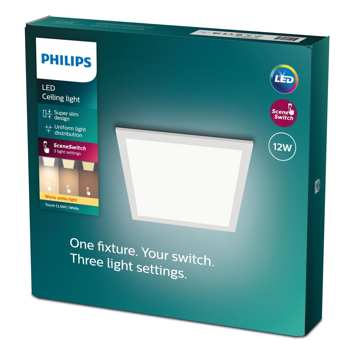 Philips - Touch plafond CL560 RVS SQ 12W 27K W HV06