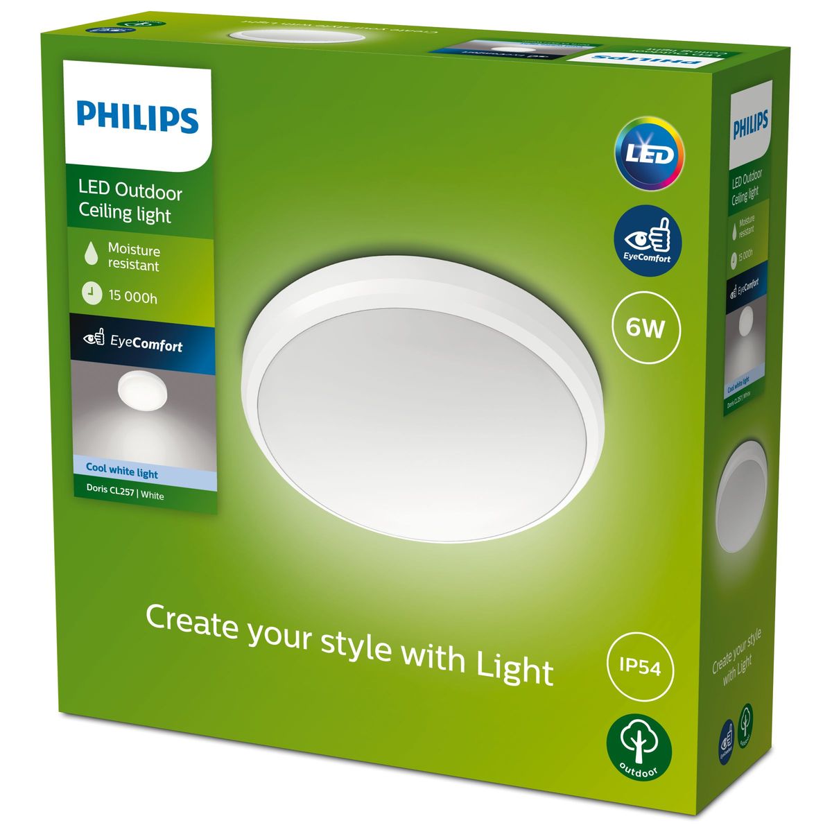 Philips - Doris Plafond 6W 40K Wit IP54 HV