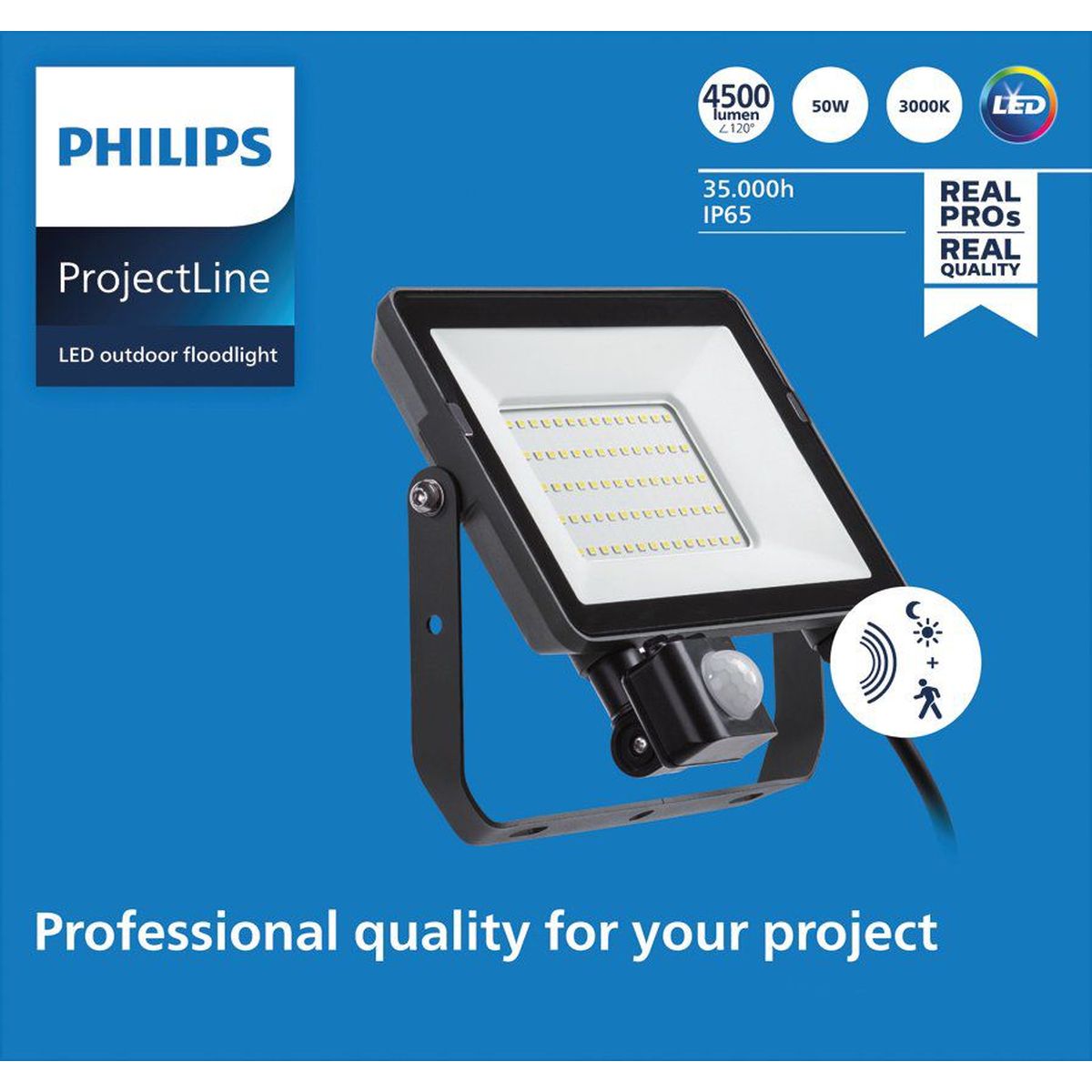 Philips - Projectline Schijnwerper 50W 3000K Sensor