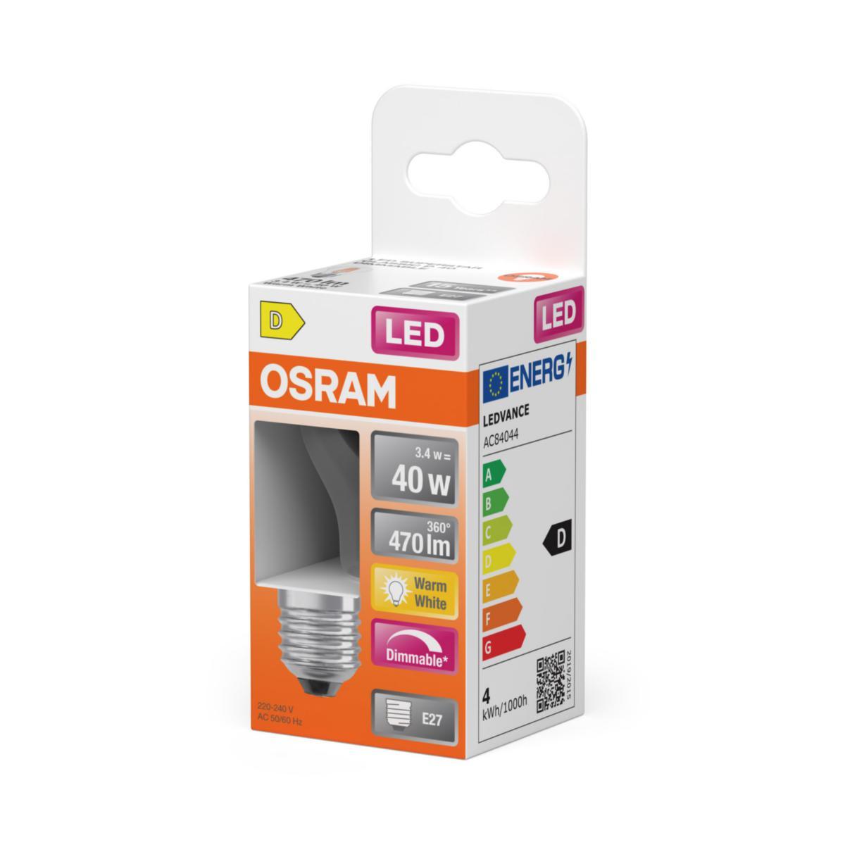 OSRAM LED LAMP ROND HELDER (40) E27 DIM | 3,4W