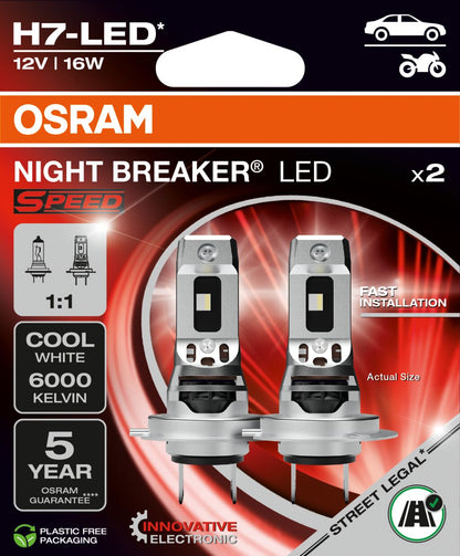 Osram Night Breaker LED -snelheid H7 - 2 -pack