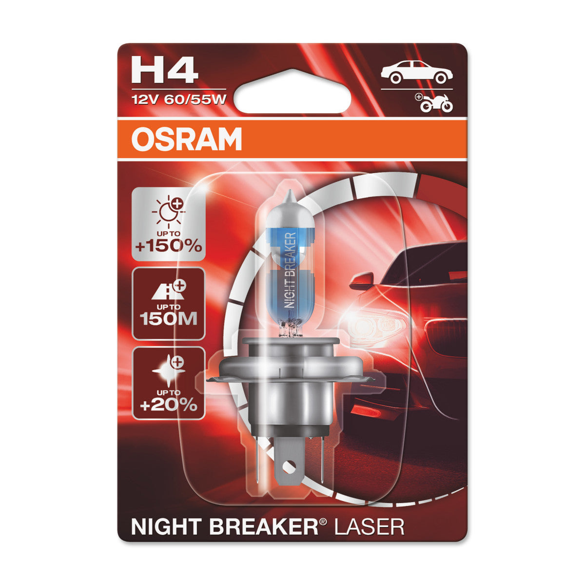 OSRAM NIGHT BREAKER® LASER H4 enkele blisterverpakking