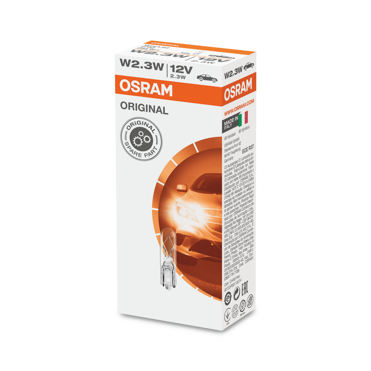 OSRAM ORIGINAL - WEDGE BASE - 2 -3W - 12V Extra gloeilamp