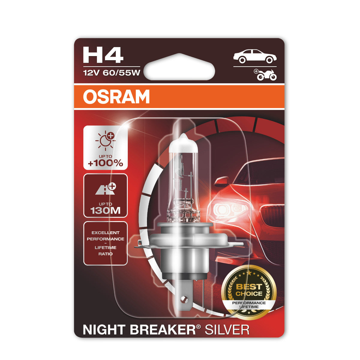 OSRAM NIGHT BREAKER® SILVER H4 enkele blisterverpakking