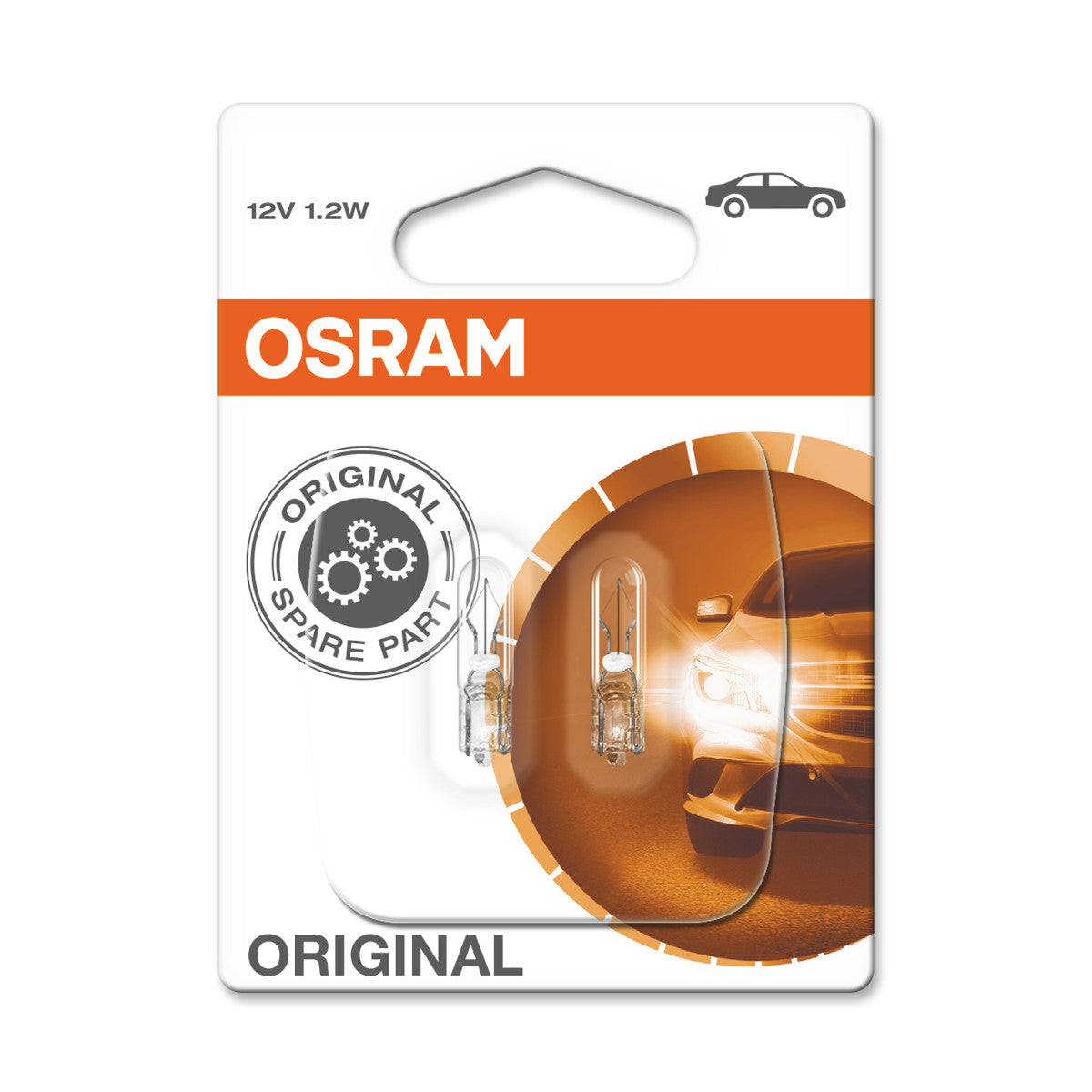 OSRAM ORIGINAL - WEDGE BASE - 1 -2W - 12V - W2x4,6d - Extra gloeilamp