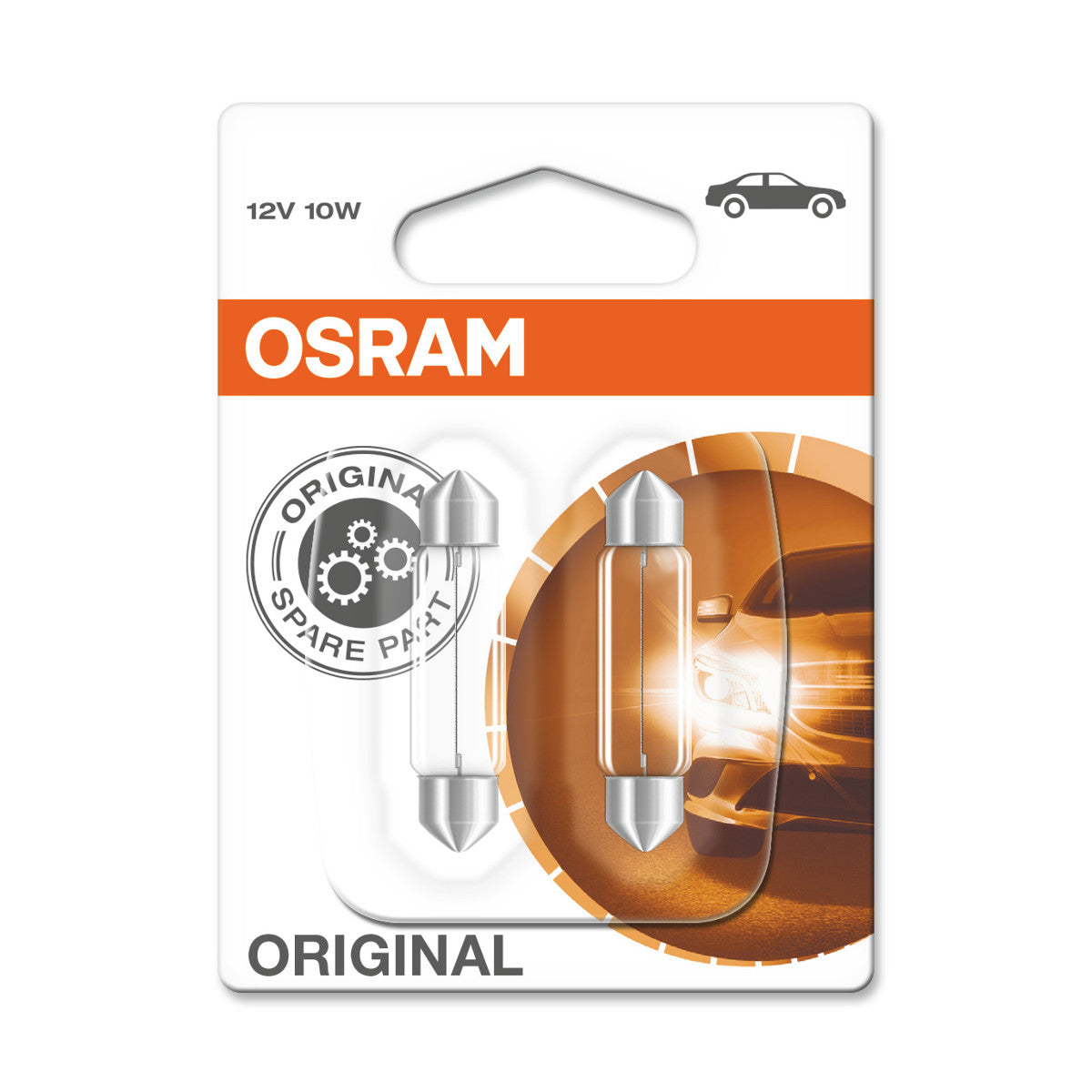 OSRAM ORIGINELE FESTOON - 10W - 12V - 41mm - Extra gloeilamp - 2-PACK