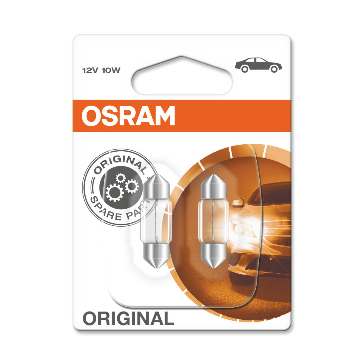 OSRAM ORIGINELE FESTOON - 10W - 12V - 31mm - Extra gloeilamp - 2-PACK