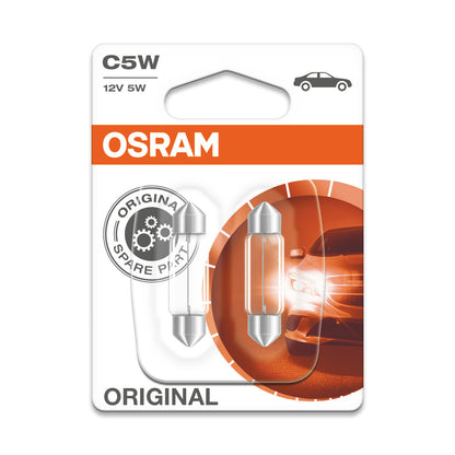 OSRAM ORIGINELE FESTOON - 5W - 12V - 36mm Extra gloeilamp - 2-PACK