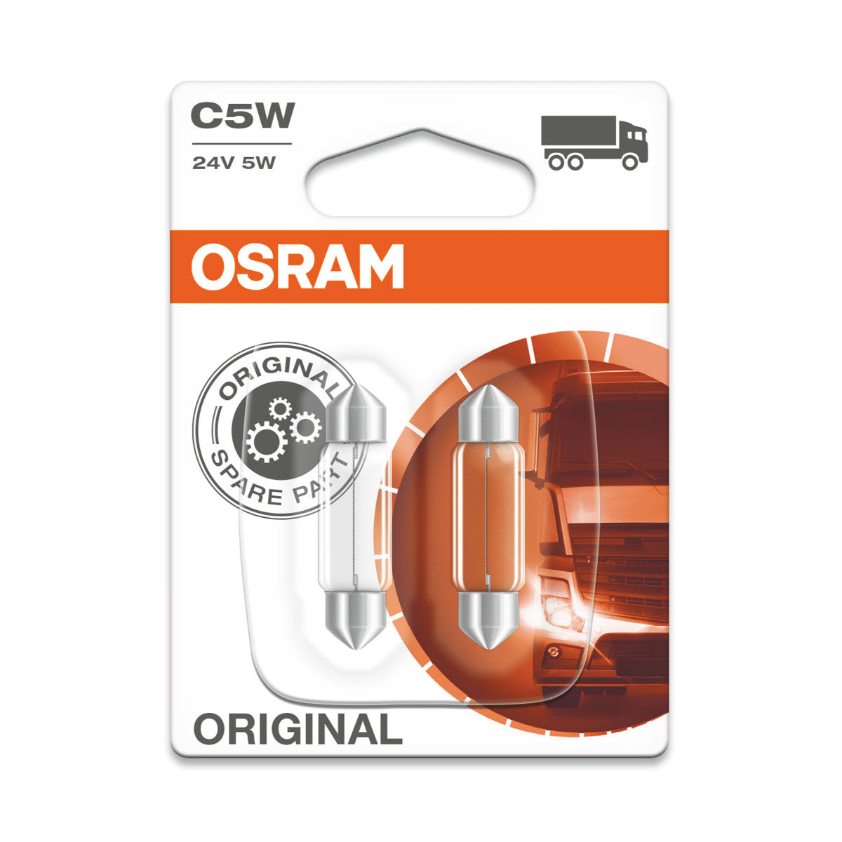 OSRAM ORIGINAL FESTOON - 5W - 24V - 36mm Extra gloeilamp - 2-PACK