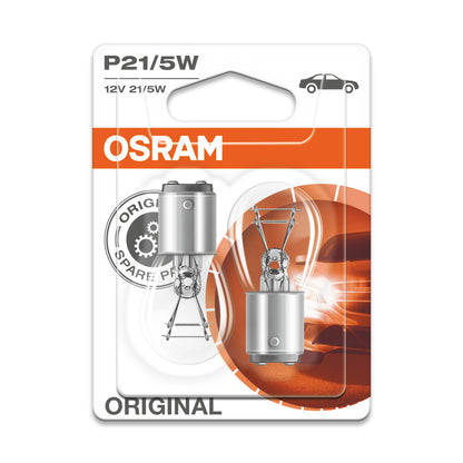 OSRAM ORIGINAL - METALEN BASIS - P21-5W - Extra gloeilamp 2-pack