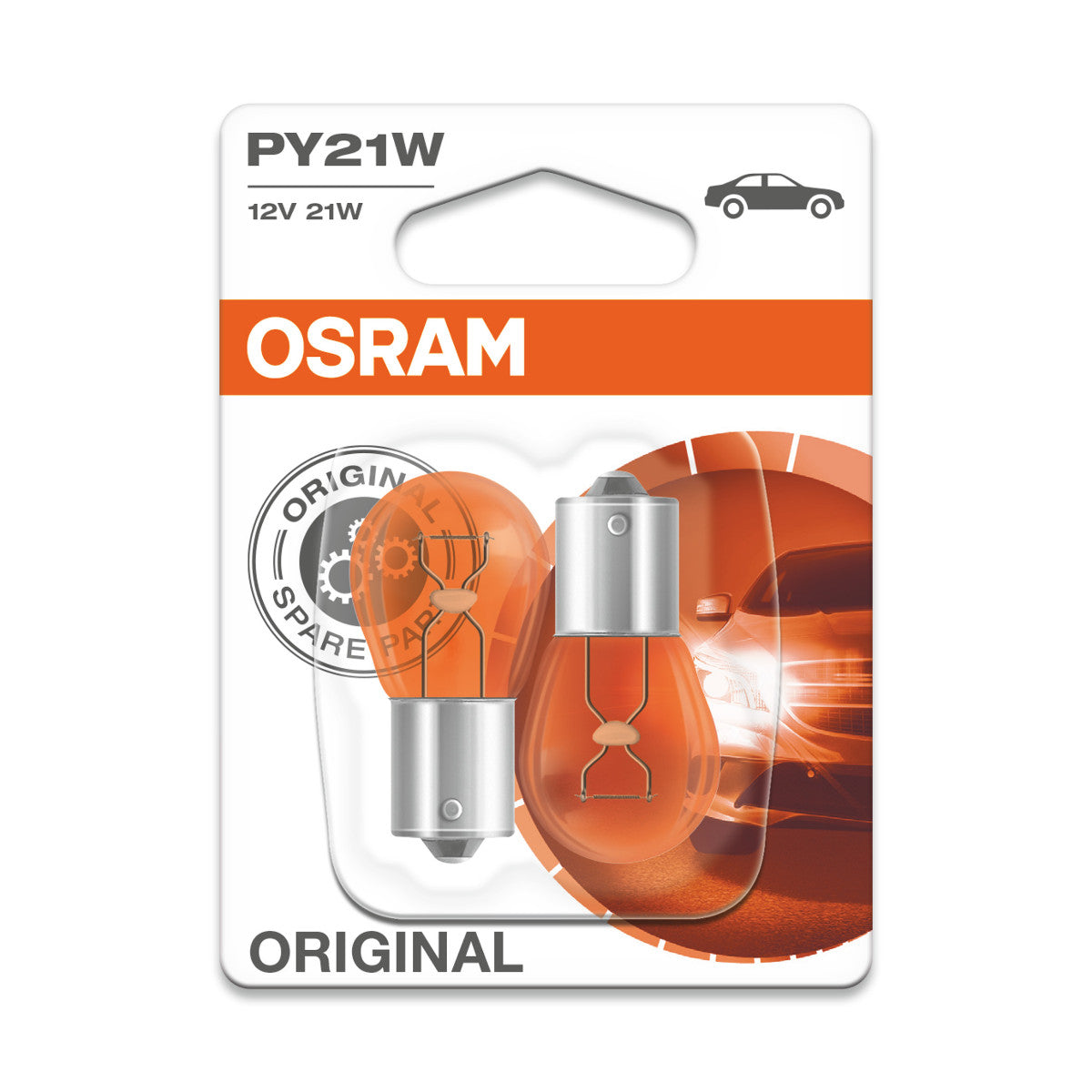 OSRAM ORIGINAL - METALEN BASIS - PY21W Extra gloeilamp 2-pack