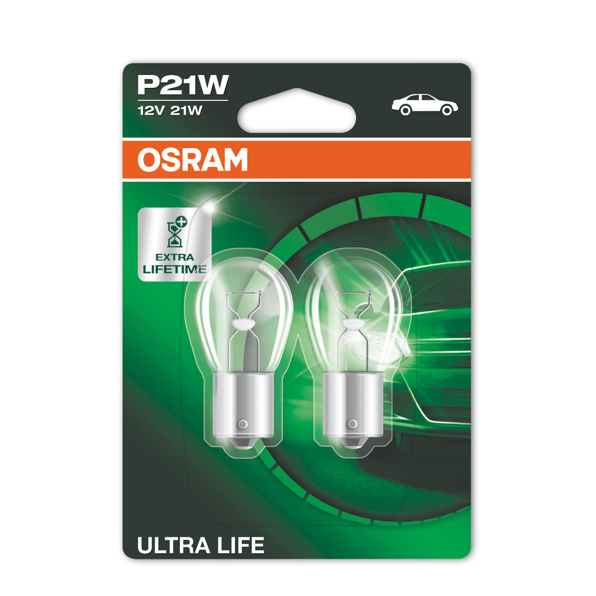 OSRAM ULTRA LIFE - P21W Extra gloeilamp - 2-PACK