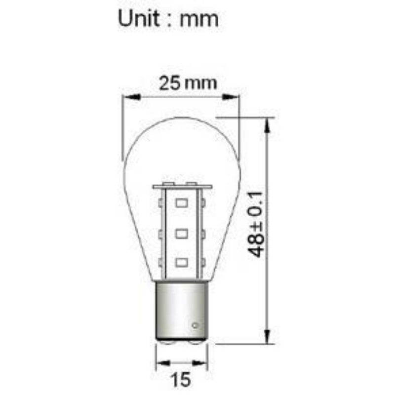 BA15d 12V/24V 1.5W Frostat glas