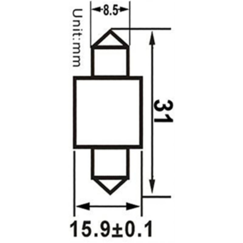 Spollampa 12V/24V 0.7W 31mm