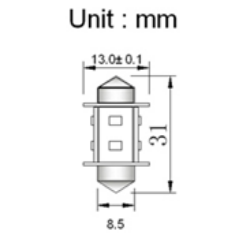 Spollampa 12V/24V 0.9W 31mm