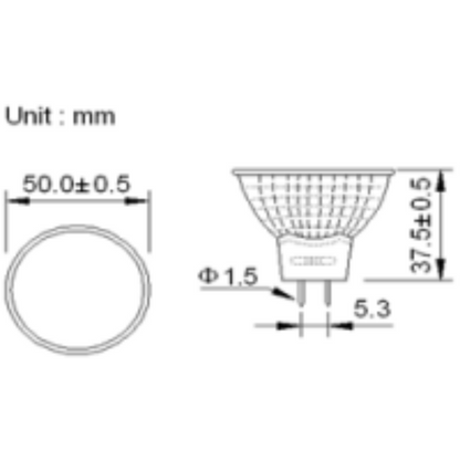 MR16 12V/24V 1.5W Glas